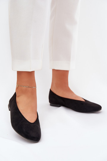 modelo clásico bailarinas Z de gamuza ecológicau de color negro Osallin