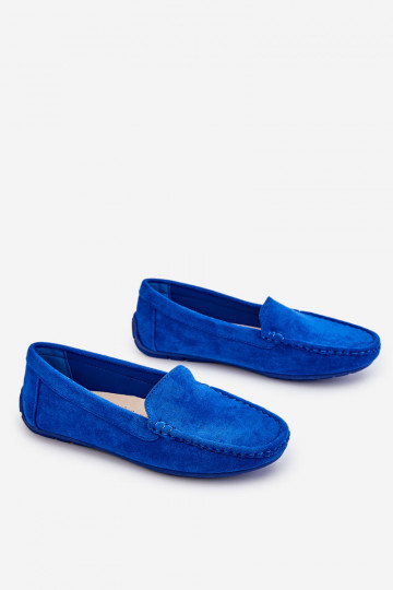 Mocasines de ante de mujer color azul Morreno