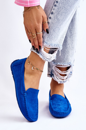 Mocasines de ante de mujer color azul Morreno 2