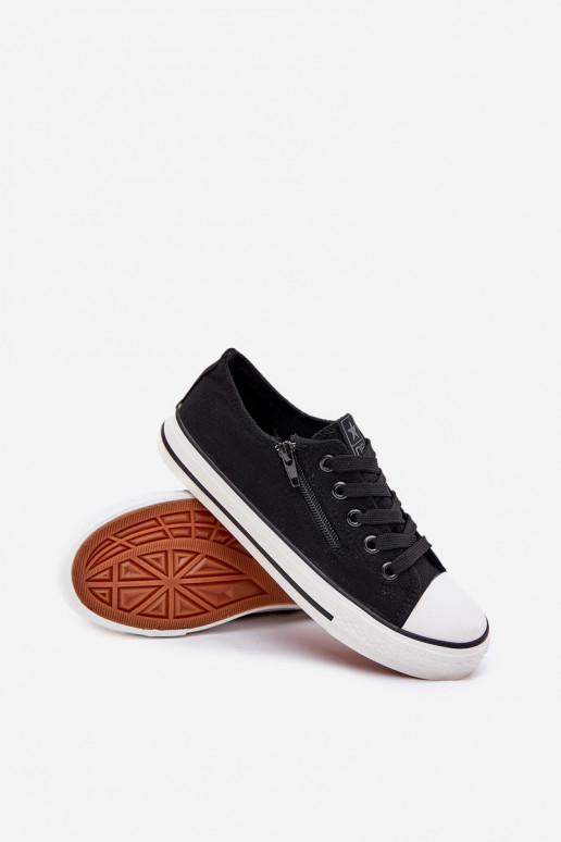 Infantil zapatillas de suela plana con cordones de color negro Tiene quergo