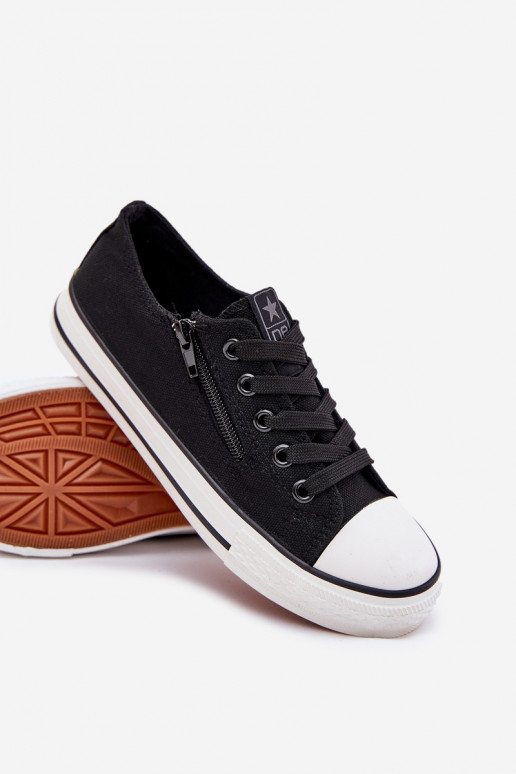 Infantil zapatillas de suela plana con cordones de color negro Tiene quergo