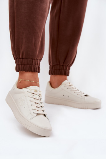 Bajo Zapatos de ocio de cuero ecológico Big Star NN274578 beige 2