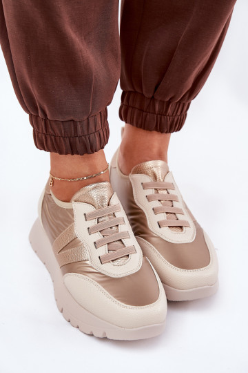 Zapatillas deportivas de mujer con plataforma Vinceza 58510 color oro