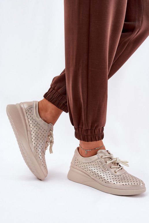 Zapatillas de piel para mujer. Estilo deportivo zapatos color dorado Brumia Zapatillas de piel para mujer. Estilo deportivo zapatos color dorado Brumia