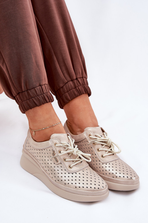 Zapatillas de piel para mujer. Estilo deportivo zapatos color dorado Brumia Zapatillas de piel para mujer. Estilo deportivo zapatos color dorado Brumia