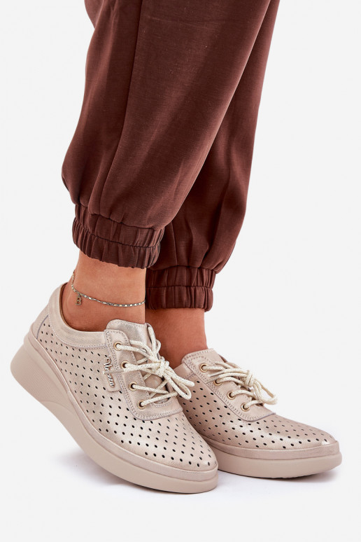 Zapatillas de piel para mujer. Estilo deportivo zapatos color dorado Brumia Zapatillas de piel para mujer. Estilo deportivo zapatos color dorado Brumia