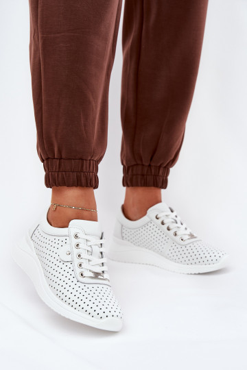 Femenino Piel zapatillas Vinceza 79532 el color blanco 2