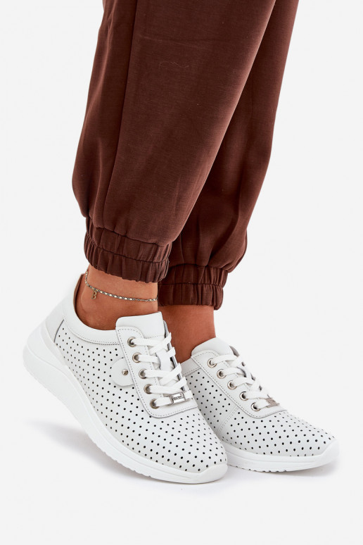 Femenino Piel zapatillas Vinceza 79532 el color blanco Femenino Piel zapatillas Vinceza 79532 el color blanco