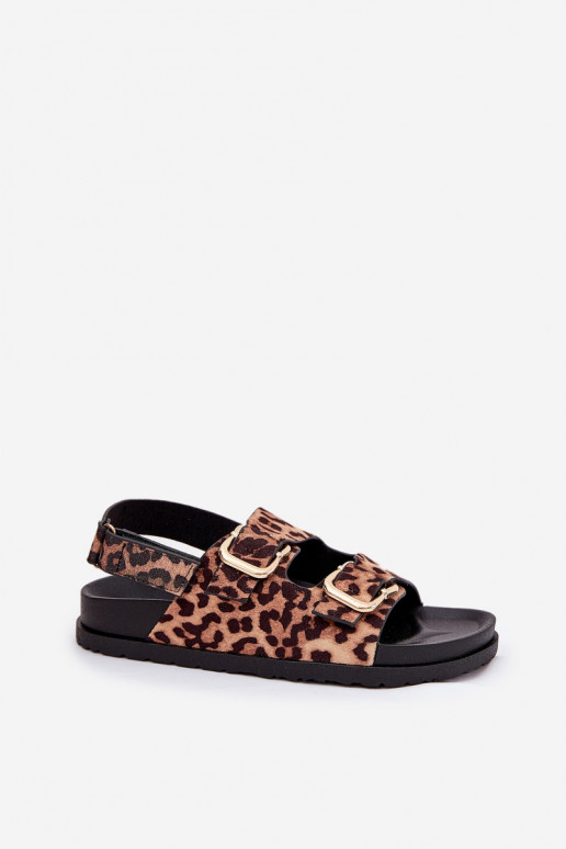 sandalias con estampados de piel de leopardo Femenino con hebillas color marrón Seladith