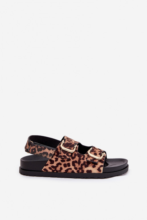 sandalias con estampados de piel de leopardo Femenino con hebillas color marrón Seladith
