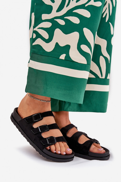 zapatillas de mujer con rayas I con hebillasmi de color negro Uliri