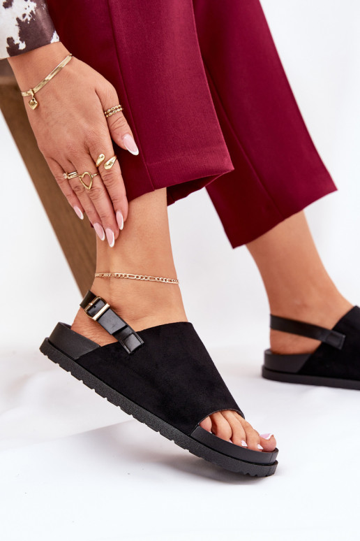 Sandalias de mujer Z de gamuza ecológicau con una plataforma de color negro Migola