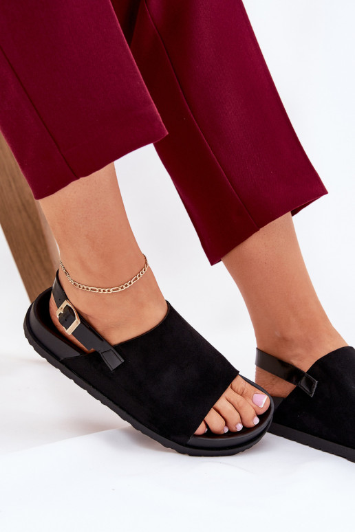 Sandalias de mujer Z de gamuza ecológicau con una plataforma de color negro Migola