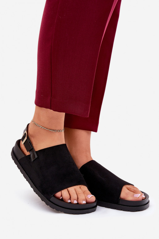 Sandalias de mujer Z de gamuza ecológicau con una plataforma de color negro Migola