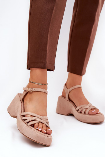 Sandalias con plataforma de ante sintético color arena Nendal