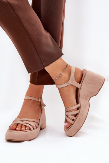 Sandalias con plataforma de ante sintético color arena Nendal 2