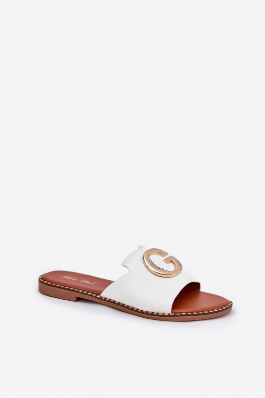 Eko Piel isósceles zapatillas de mujer Con decoraciones Detalem el color blanco Frelie