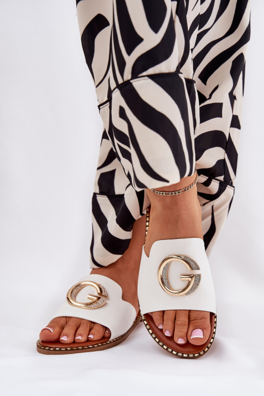 Eko Piel isósceles zapatillas de mujer Con decoraciones Detalem el color blanco Frelie