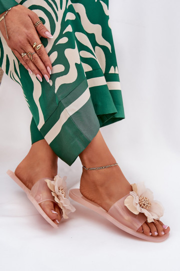 Ver a través de isósceles zapatillas de mujer Ze Sztucznym Una flor Nude Vobetta