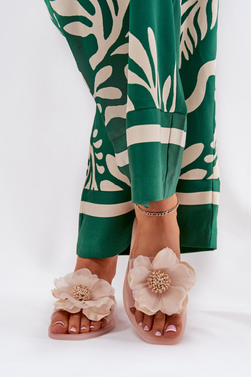 Ver a través de isósceles zapatillas de mujer Ze Sztucznym Una flor Nude Vobetta