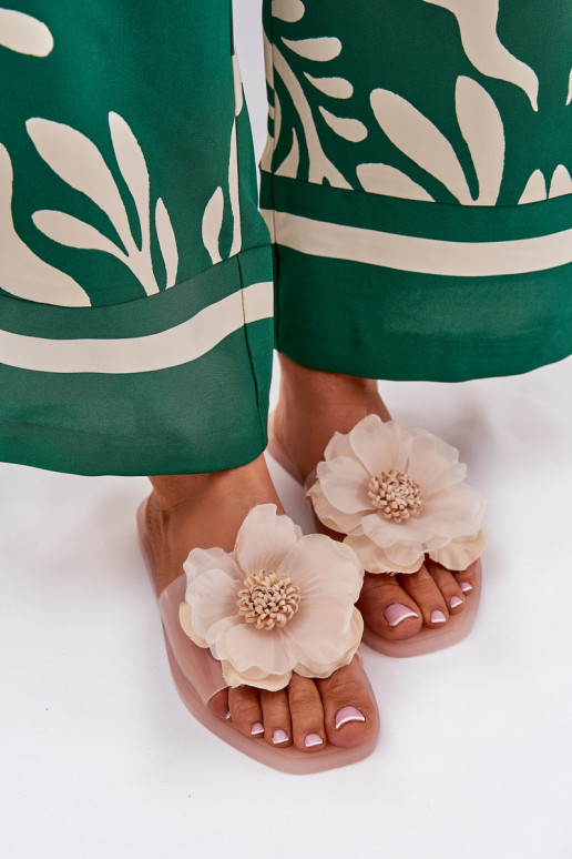 Ver a través de isósceles zapatillas de mujer Ze Sztucznym Una flor Nude Vobetta