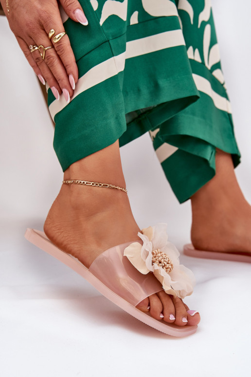 Ver a través de isósceles zapatillas de mujer Ze Sztucznym Una flor Nude Vobetta