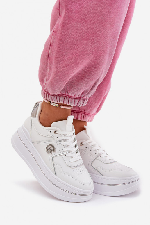 Femenino zapatillas con una plataforma el color blanco Caldeno