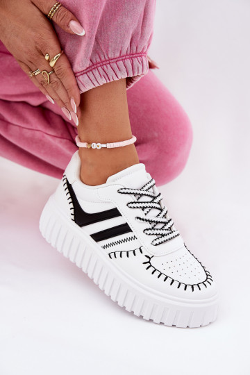 Zapatillas modelo batai Mujer con plataforma color blanco y negro Ofenale