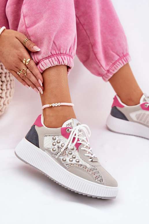 zapatillas Femenino con malla y sementales color gris Ogalda