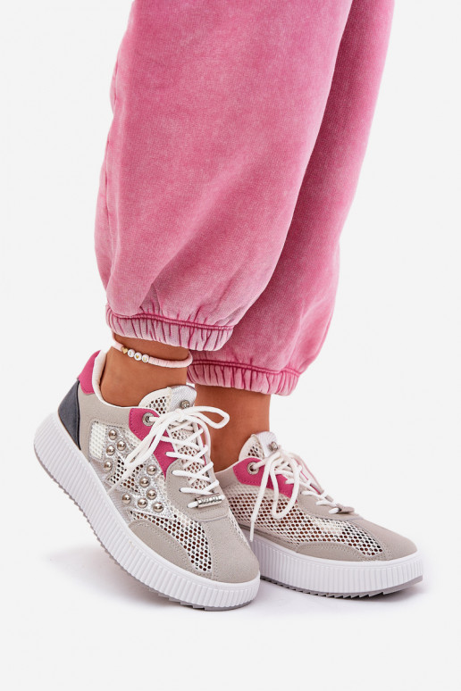 zapatillas Femenino con malla y sementales color gris Ogalda