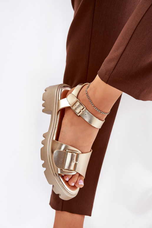 Eko Sandalias de mujer Femenino con hebillas color dorado Gofielle