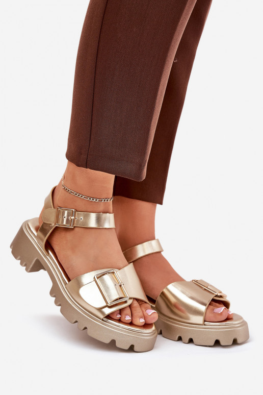 Eko Sandalias de mujer Femenino con hebillas color dorado Gofielle