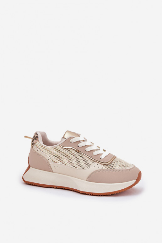 zapatillas Femenino con malla con una plataforma beige Poova