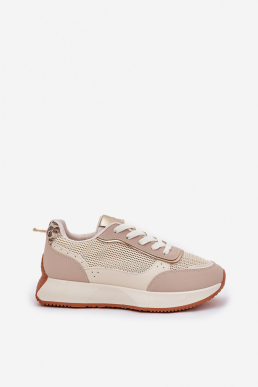 zapatillas Femenino con malla con una plataforma beige Poova