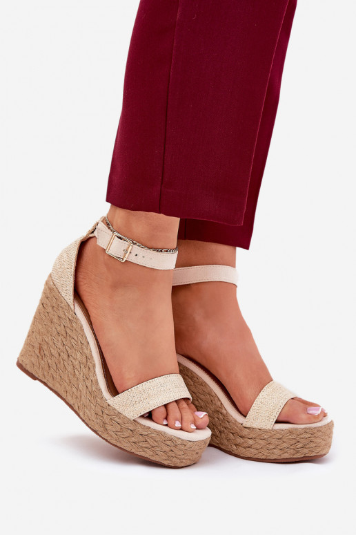 Sandalias de mujer en una cuña Con Trenza beige Adelio