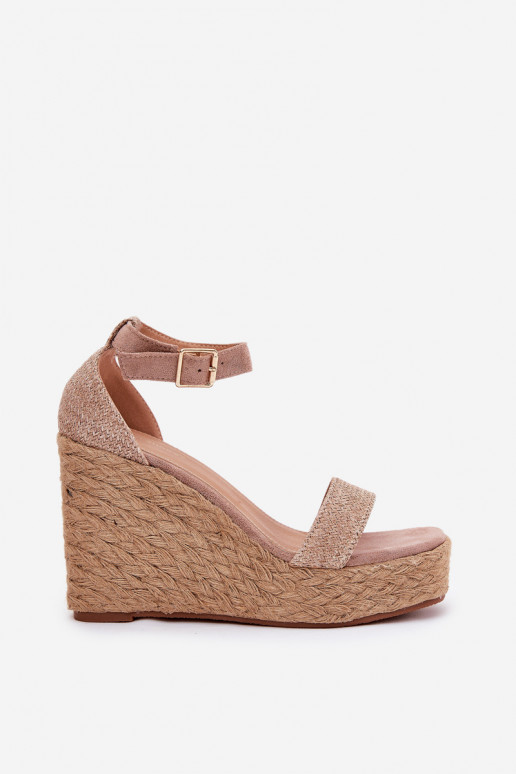 Sandalias de mujer en una cuña Con Trenza de color caqui Adelio