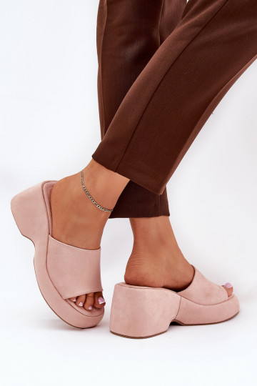 Zapatillas de casa de ante sintético para mujer con plataforma color rosa Afisal 2
