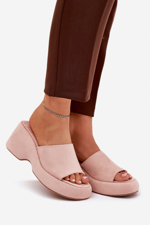 Eko Zapatillas de ante para mujer. con una plataforma I Koturnie color rosa Afisal