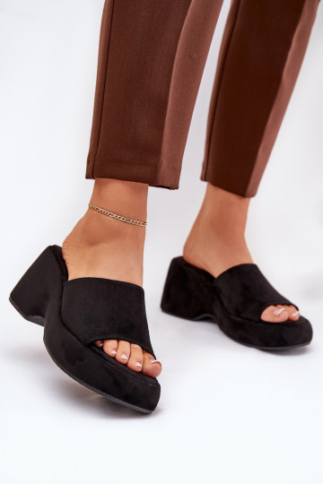 Eko Zapatillas de ante para mujer. con una plataforma I Koturnie de color negro Afisal 2
