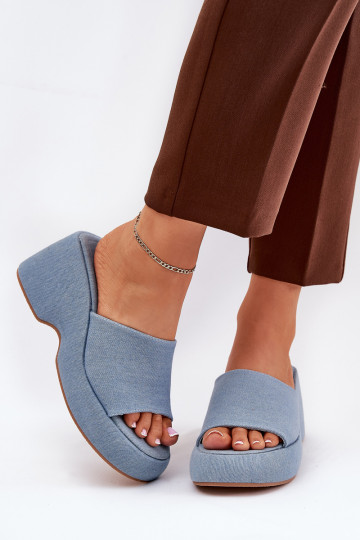  zapatillas de mujer con una plataforma I Koturnie Tiene queterial vaquero Afisal