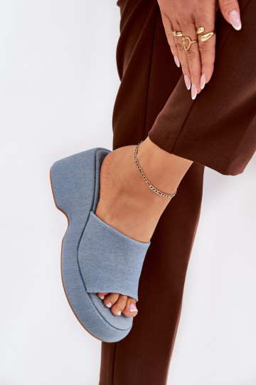  zapatillas de mujer con una plataforma I Koturnie Tiene queterial vaquero Afisal 2