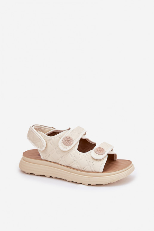 Sandalias de mujer Con decoracionesi Detalami con sujetadores adhesivos beige Zoliner