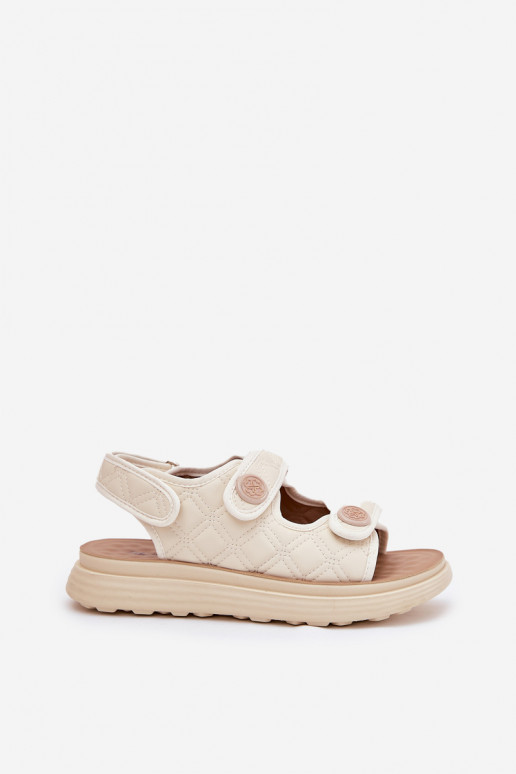 Sandalias de mujer Con decoracionesi Detalami con sujetadores adhesivos beige Zoliner