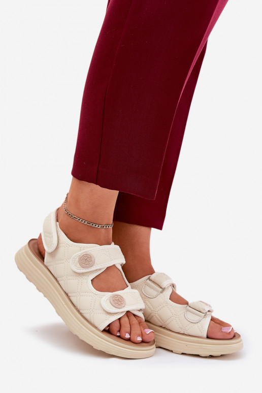 Sandalias de mujer Con decoracionesi Detalami con sujetadores adhesivos beige Zoliner