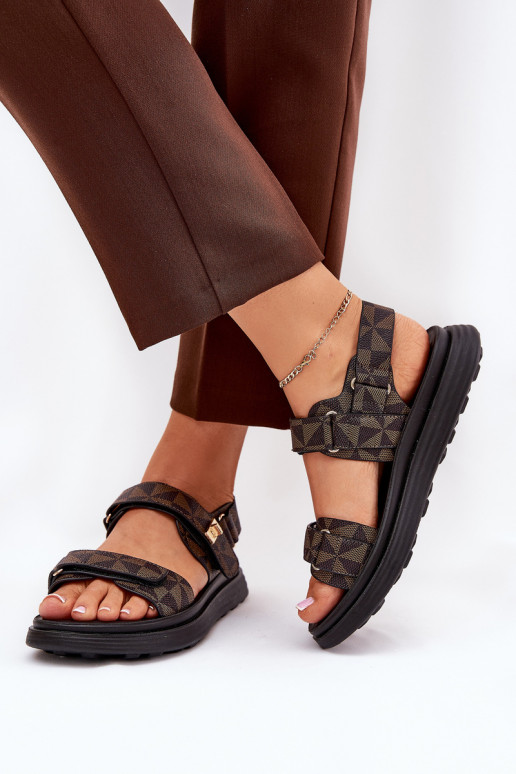  Sandalias de mujer con una plataforma negro y marrón Leriot