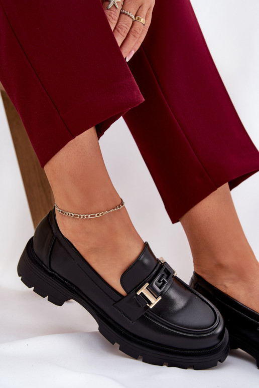 mocasines de mujer de cuero ecológico de color negro Lomnela