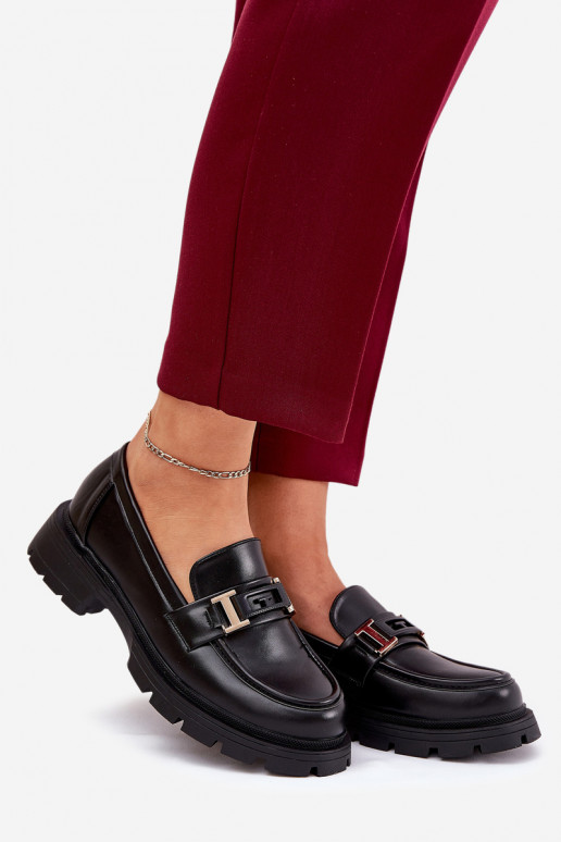 mocasines de mujer de cuero ecológico de color negro Lomnela