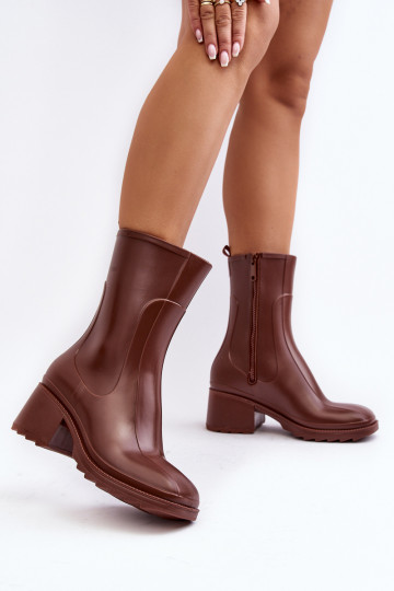 Femenino mate Botas de goma Botas con tacones color marrón Bertaida 2