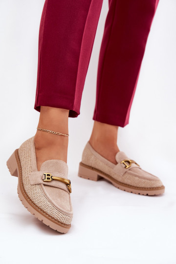 mocasines de mujer Con Trenza I color doradom Detalem beige Seffolia 2