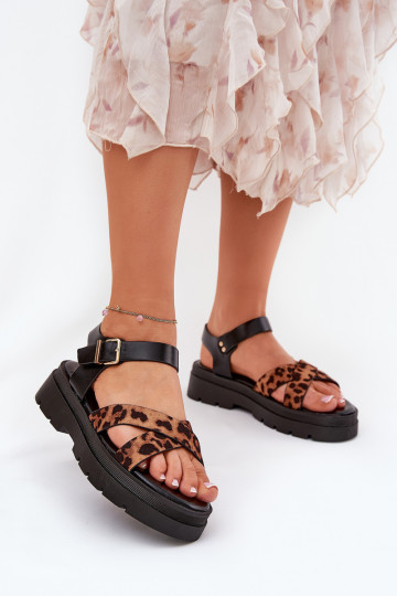 Sandalias de mujer con plataforma con estampado de piel de leopardo color marrón Gevinniser 2